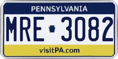 PA license plate MRE3082