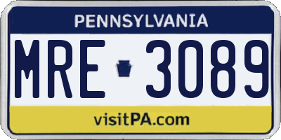 PA license plate MRE3089