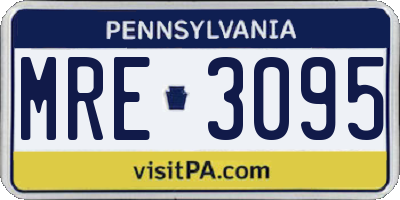 PA license plate MRE3095