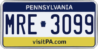 PA license plate MRE3099