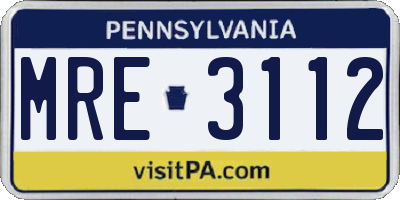 PA license plate MRE3112