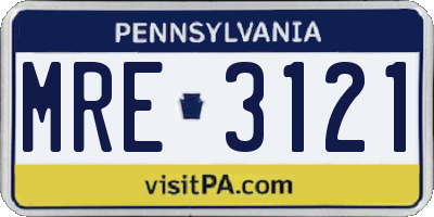 PA license plate MRE3121