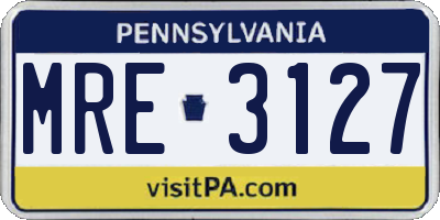 PA license plate MRE3127