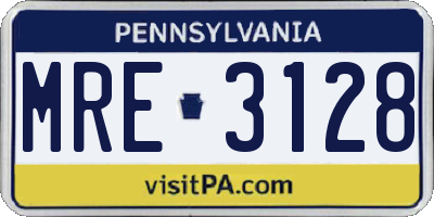 PA license plate MRE3128