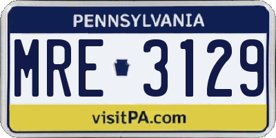 PA license plate MRE3129