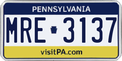 PA license plate MRE3137