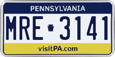 PA license plate MRE3141