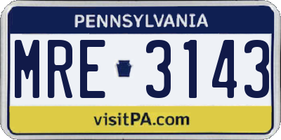 PA license plate MRE3143