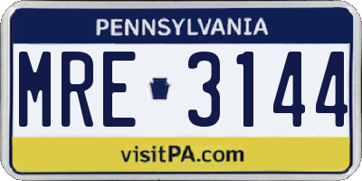 PA license plate MRE3144