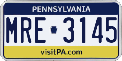 PA license plate MRE3145