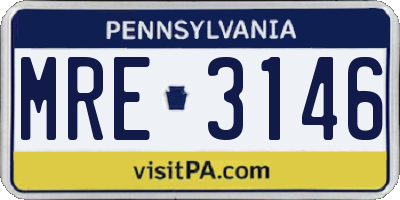 PA license plate MRE3146