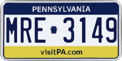 PA license plate MRE3149