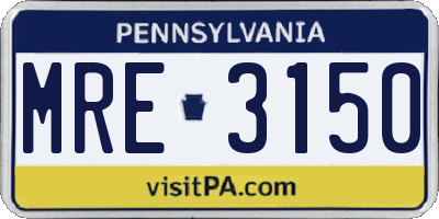 PA license plate MRE3150