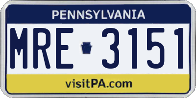 PA license plate MRE3151