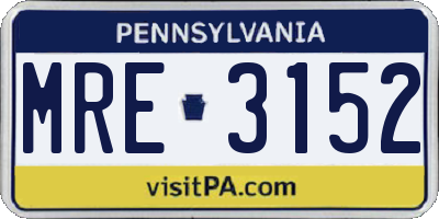 PA license plate MRE3152