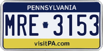 PA license plate MRE3153