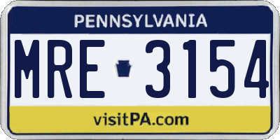PA license plate MRE3154
