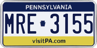 PA license plate MRE3155