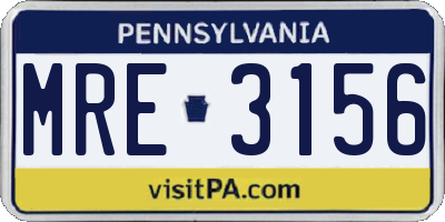 PA license plate MRE3156