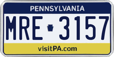 PA license plate MRE3157