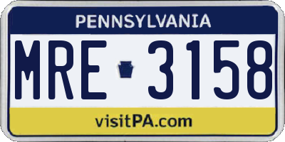 PA license plate MRE3158