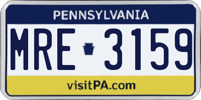 PA license plate MRE3159