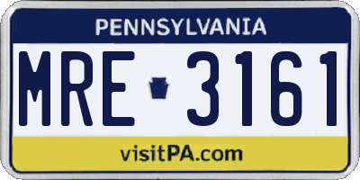 PA license plate MRE3161