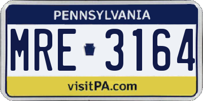 PA license plate MRE3164
