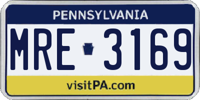 PA license plate MRE3169