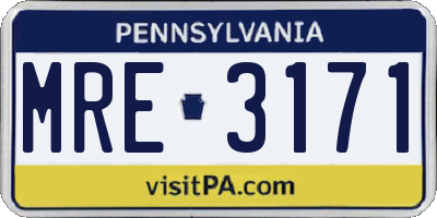 PA license plate MRE3171