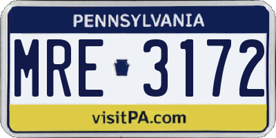 PA license plate MRE3172