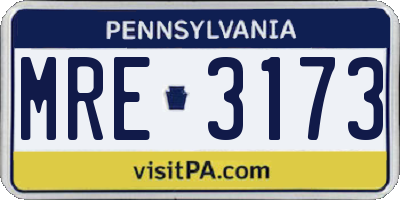 PA license plate MRE3173