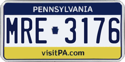 PA license plate MRE3176