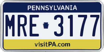 PA license plate MRE3177