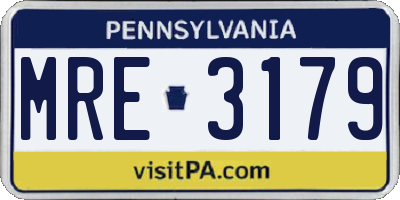 PA license plate MRE3179