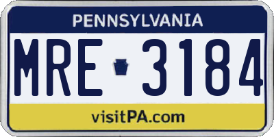 PA license plate MRE3184