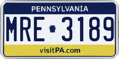 PA license plate MRE3189