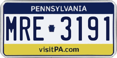 PA license plate MRE3191