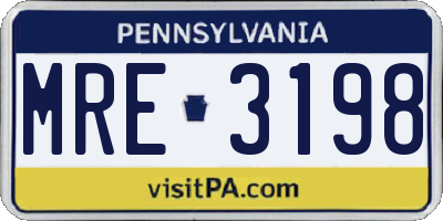 PA license plate MRE3198