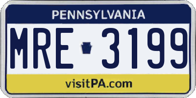 PA license plate MRE3199