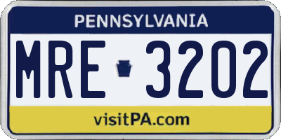PA license plate MRE3202