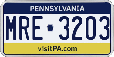 PA license plate MRE3203