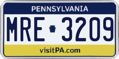 PA license plate MRE3209