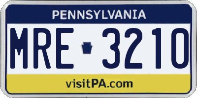 PA license plate MRE3210