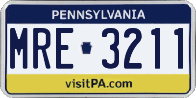 PA license plate MRE3211