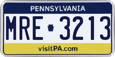 PA license plate MRE3213