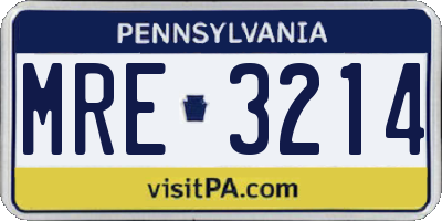 PA license plate MRE3214