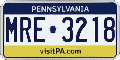 PA license plate MRE3218