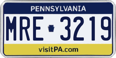 PA license plate MRE3219