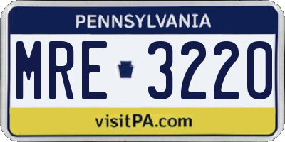 PA license plate MRE3220